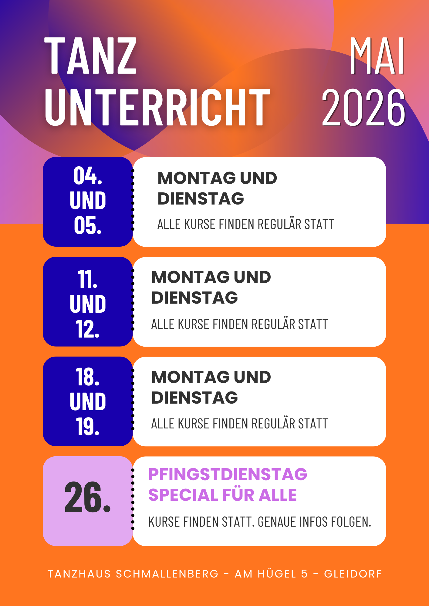 Kursplan Kurstermine Tanzhaus Schmallenberg Sauerland Tanzkurs Paartanz Kindertanz Hip Hop Zumba Bachata Salsa Discofox Hochzeitstanz Hochzeit